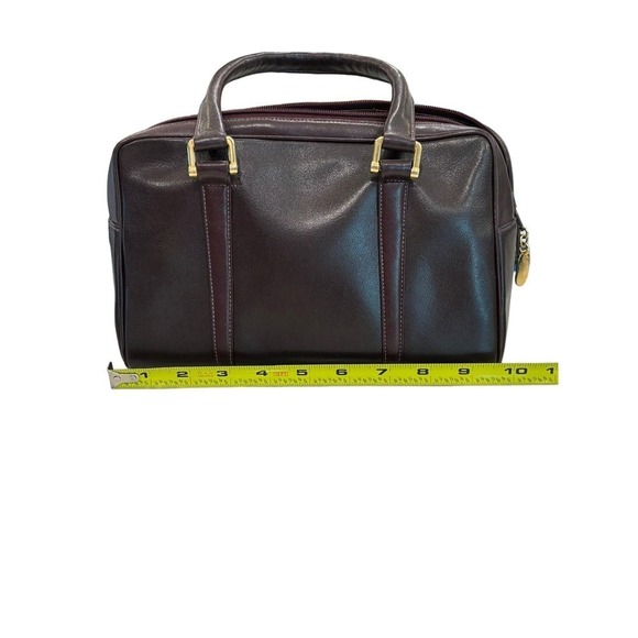 Susan Gail Vintage Burgundy/Oxblood Leather Two-Handle Zip-Top Satchel Handbag - Picture 8 of 11